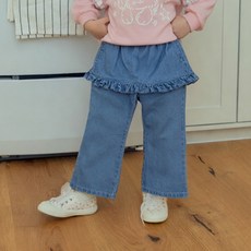 First Blue 兒童牛仔裙式長褲