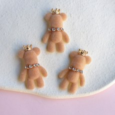 심플앤글로우 키링 열쇠고리 DIY 부속품 귀여운 곰, 베이지, 18개