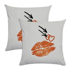 마켓에이 오렌지컬러 커플 쿠션커버 양면 2p