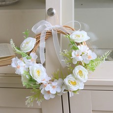 Scent Basket Plamingyu 牆面裝飾 玄關佈置 室內花圈裝飾 20cm, 白色