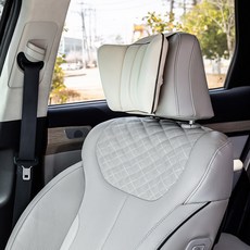 HYUNDAI MOBIS 現代摩比斯 角度可調式皮革頭枕汽車頸枕, 香草白