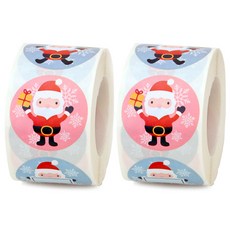 indi.k 聖誕老人大包裝圓形標籤貼紙 1000p, 2個