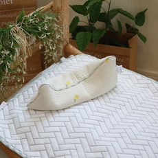 화모 유아용 프리미엄 거즈자수 일체형 좁쌀베개, 달빛튤립, 1개