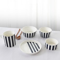 PRELUDE 嬰兒印花餐具4件組, 混色, 飯碗+湯碗+盤子+馬克杯