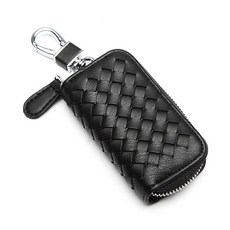 CARTEM 編織皮革智慧鑰匙保護套, 黑色, CT227