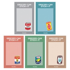모노라이크 스티키 점착메모지 5종 세트 그로서리 캔, Beads, Red soda, Coffee, Pineapples, Sardined, 1세트