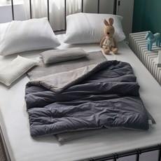 에코데코 고밀도 순면 유아 차렵이불, 그레이 + 차콜