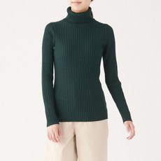 무인양품 여성용 와이드 리브 터틀넥 스웨터