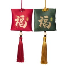 마다꾸미 부적 행운 소원 보관 술장식 복주머니 2종 세트, 빨강 + 녹색, 1세트