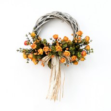 Garden in the City 迷你乾燥玫瑰花環, 橘色