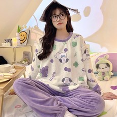 SEAOFLB 女用法蘭絨睡衣家居服套裝