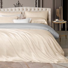 J-bedtime 床寢時光 萊賽爾天柔絲純色雙人被套 AB版 PM0720M, 淺紋奶茶