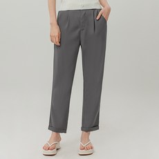 Elsso 女款後鬆緊細褶反摺直筒休閒褲