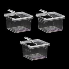 레몽크리프 파충류 미니 케이지 사육장 적재함 6.5 x 6.5 x 4.5 cm, 투명, 3개