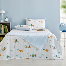 모던하우스 3도씨 슈퍼쿨 서핑디노 시어서커 냉감 양면 차렵이불, 블루