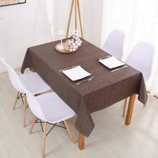 Mins Living 現代亞麻防水桌布, 1個, 4人(130 x 180 cm), 棕色