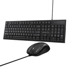 지데빌 생활방수 유선 키보드 + 마우스 + 키스킨 세트, MK300, 블랙