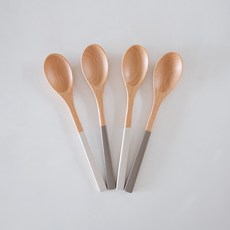 너도밤나무 투톤 요거트 수저 2종 x 2p 세트, 아이보리, 그레이, 1세트