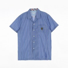 校服Mall男童款綠色粉色條紋短袖制服襯衫