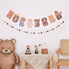 WOW PARTY KOREA 小熊毛球掛旗組, 1套, 混色