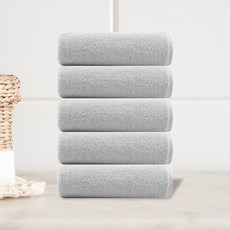 毛巾王 高級毛巾 150g 30支棉紗, 淺灰色, 5個