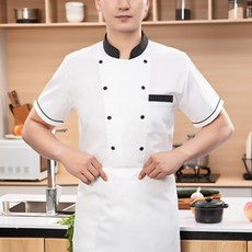 UNHAVE 男女通用日常短袖廚師工作服