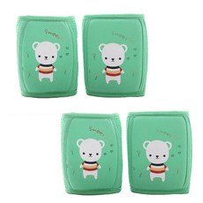 STARDOOR 動物印花魔鬼氈護膝2入組, 綠色 熊熊款, 2組