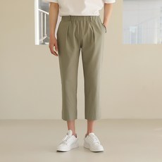 플레이즈 남성용 허리밴딩 핀턱 9부 팬츠