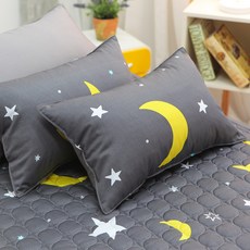 EBLANK 兒童純棉枕頭套, 1個, 月亮星星 灰色
