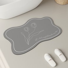 PEONIST 吸水性奶油風防滑地墊, 灰色