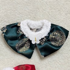 AMYLOVESPET 狗狗BA金絲緞帶披肩+胸針組, 綠色