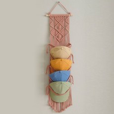 더플로우커머스 핸드위빙 마크라메 태피스트리 모자 월 디스플레이, 인디핑크