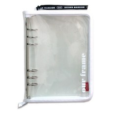 second mansion 6孔透明拉鍊書本保護套 A5, 白色, 1入
