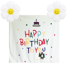 OLIVEPARTY 派對用品雛菊氣球 + 生日海報組, 03 小熊(海報), 混合色(氣球), 1套