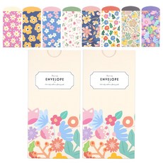 Pinkfoot 花朵印花直式信封 8款, 2組, 混色