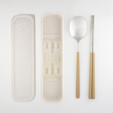 DALPAENGI LIVING Cuisine de Maman 純粹無噪音便攜式餐具組, 1套, 湯匙 + 筷子 + 收納盒, 棕色