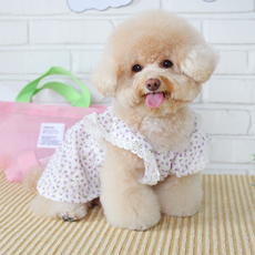 AMYLOVESPET 小狗款碎花連身裙, 紫色