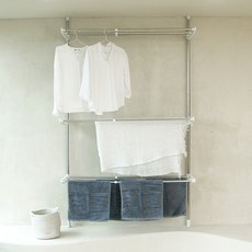 saenghwalbaekgwa 3層掛式曬衣架, 1個, 白色 + 銀色