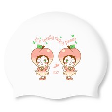 SD7 超幸運水蜜桃矽膠泳帽, 白色, 1個