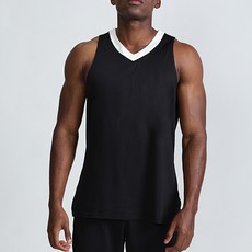 男款V領撞色領口運動休閒無袖T恤