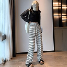 엘쏘 여성용 냉감 통기성 스트라이프 쿨 트레이닝 팬츠