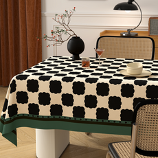 테이아 유니크한 디자인의 고급스러운 프렌치풍 식탁보 정사각, 모던체커, 1개, 2인용(120 x 120 cm)