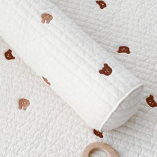 Malolotte 돗투돗 100支棉絎縫刺繡嬰兒長抱枕 + 枕芯套組, 兔子熊