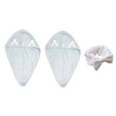 柔軟髮巾 SG24 2條+洗臉帶, 藍色, 1套