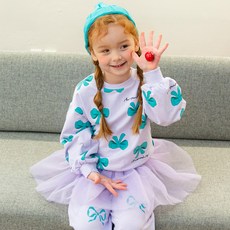 Lala Amang 女童款蝴蝶結印花長袖上衣