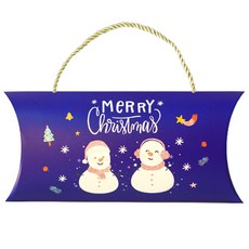 Donna&Deco 聖誕禮物包裝 橫式手提凹槽盒 10p + 金色繩 10p, 藍夜星光雪人, 1套