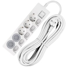 Sweet Home 獨立開關省電多頭 5 端口 + 安全蓋 2p 套裝, 10m, 單一顏色, 1套