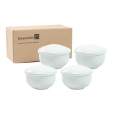 KwangJuYo 牡丹紋白瓷附蓋碗組, 單一顏色, 4套