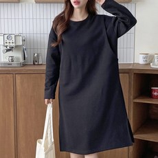 Ebeso女款大尺碼寬鬆冬季刷毛哺乳連身裙 2124