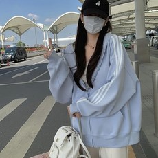 알로데 오버핏 라인 후드집업